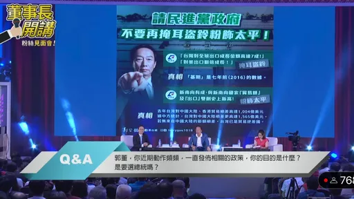 觀眾力拱「選總統」　郭台銘侃侃而談但講一半被打斷「太危險」