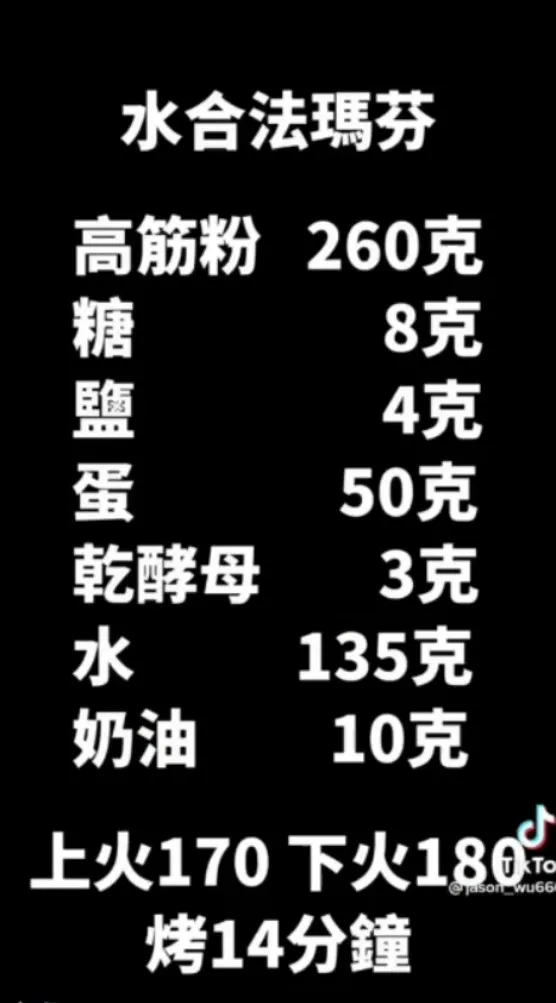 水合馬芬材料準備。TikTok@jason_wu6666 提供