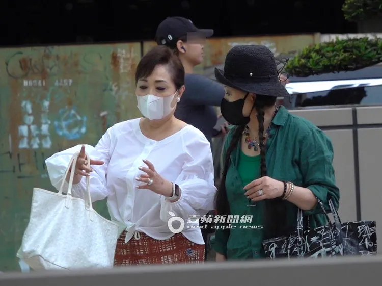 Judy孫（左）下車後邊走邊對歐陽菲菲比手畫腳。特勤中心攝