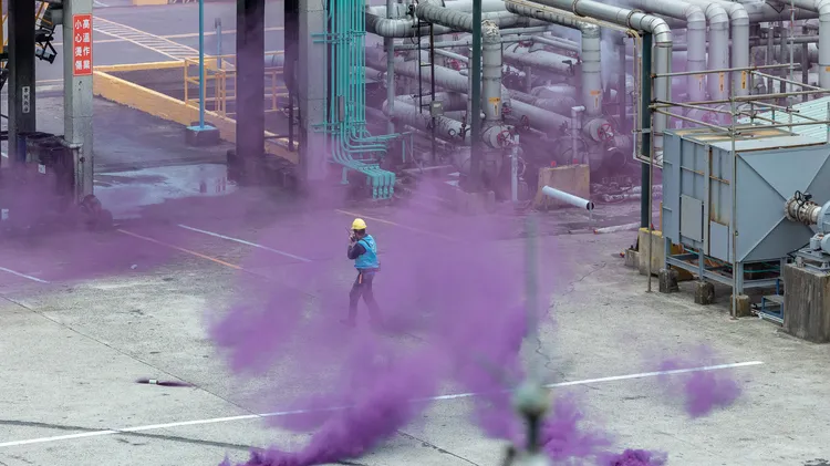 桃園煉油廠實兵演練。總統府提供