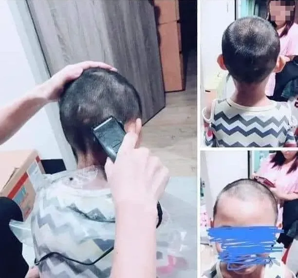 狠父不知何把當時小學一年級的女兒剃光頭，還PO網聲稱女兒做錯事。翻攝自論壇Dcard