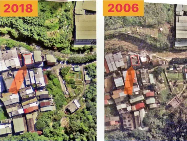 民進黨籍新北市議員張錦豪爆料前立委黃國昌住家透天厝佔國有地，還蓋到山坡地保育區土地上。翻攝《新北市議員張錦豪》粉絲頁