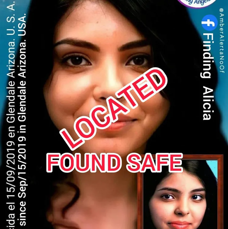 協尋納瓦洛的臉書頁面，公布安全找到她。翻攝臉書Finding Alicia