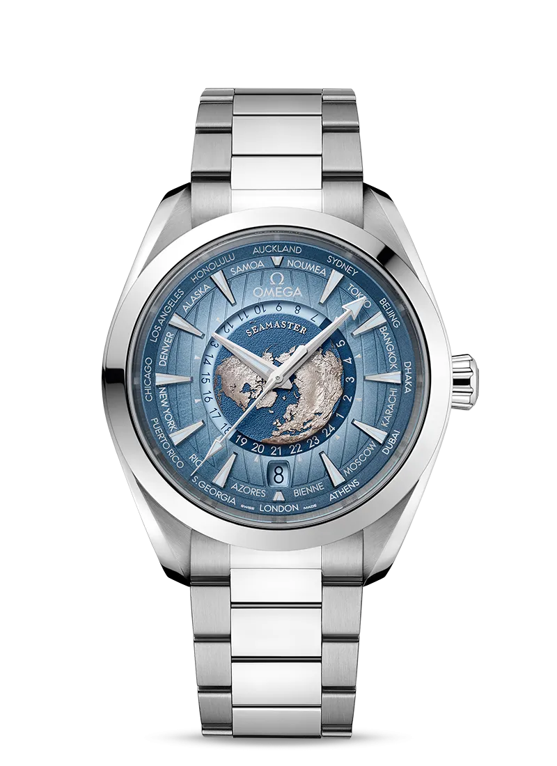 海馬Aqua Terra 150米系列同軸擒縱43毫米大師天文台屆時區腕錶,31萬5000元。品牌提供