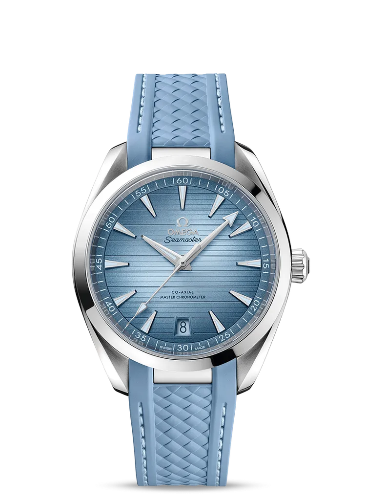 海馬Aqua  Terra 150米系列同軸擒縱41毫米大師天文台腕錶，19萬8000元。品牌提供