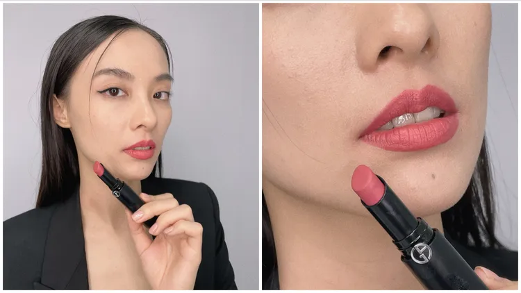 Model示範奢華絲絨訂製唇膏#115。張家玲攝