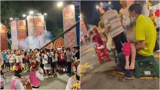 嘉義廟會爆炸震撼巨響!煙塵四起畫面曝 群眾嚇呆家長抱受傷稚童待援