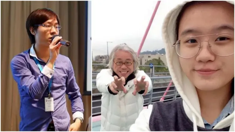 「爺孫戀」李坤城（右圖左）大腸癌離世後，長子李卓軒（左圖）和「繼母」林靖恩恩怨浮上檯面。翻攝自李坤城、李卓軒臉書