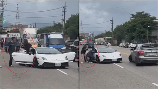 賓士逆撞藍寶堅尼!長髮正妹遭拉扯尖叫 網驚問:被綠了?