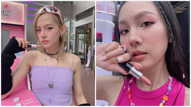 Model示範Y2K妝容。張家玲攝