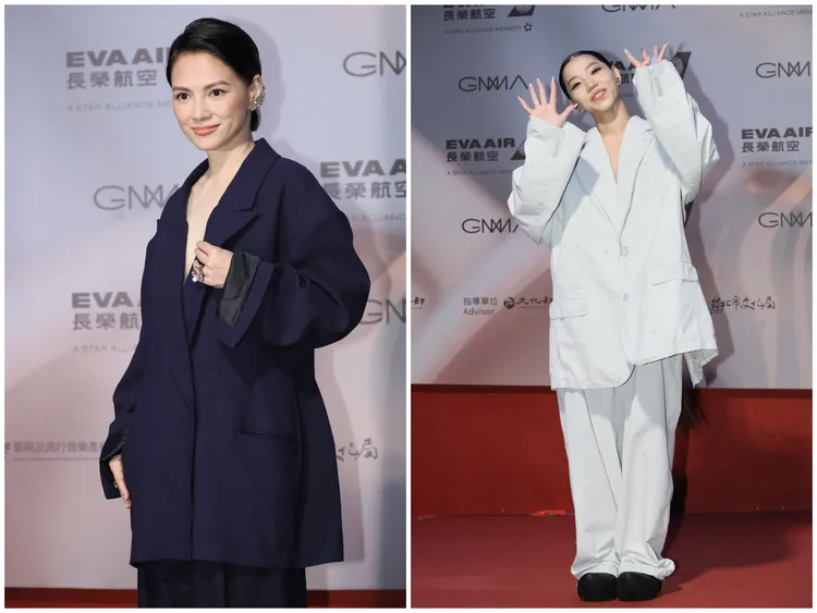 李心潔（左圖）和洪佩瑜（右圖），分別身著RECTO和BALENCIAGA的寬版西裝，獲得陳孫華喜愛。攝影中心攝