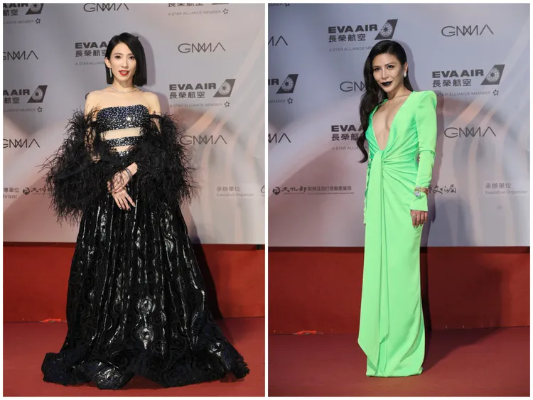 戴佩妮（左圖）與艾怡良（右圖），分別身著Ivan Yong訂製禮服，以及Alex Perry禮服，被評為都是很典型的典禮穿搭。攝影中心攝