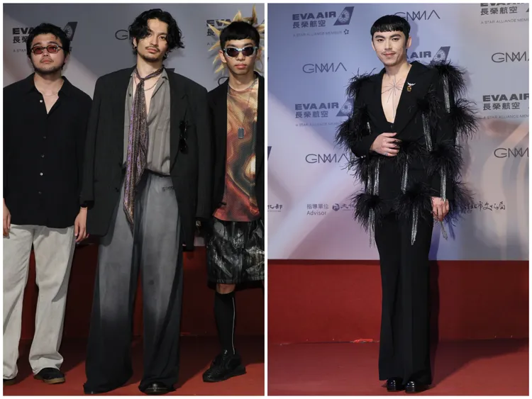 日本天團King Gnu吉他手常田大希（左圖）和選穿Bob Jian X BuBu特別訂製款的HUSH（右圖），並列第一帥。攝影中心攝