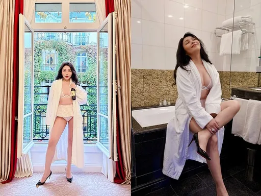 話題女王嚴淑明挺36D奶 巴黎拍性感內衣照