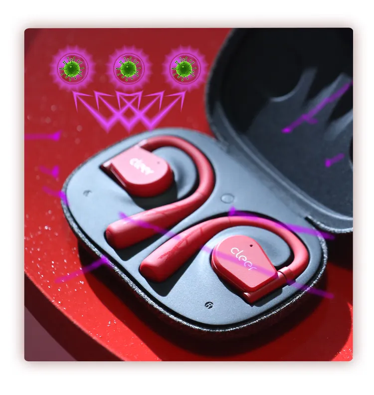 Cleer ARC II運動版內建99.9%殺菌率UV紫外線消毒燈，打造安全衛生的使用體驗！ 廠商提供