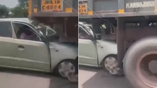 貨車卡轎車催油門狂奔2公里　原因傻眼！司機：以為大家要圍毆我