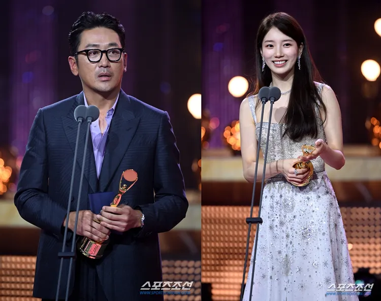 《毒梟聖徒》河正宇（左圖）、《安娜》秀智獲頒男女演員獎。翻攝朝鮮體育
