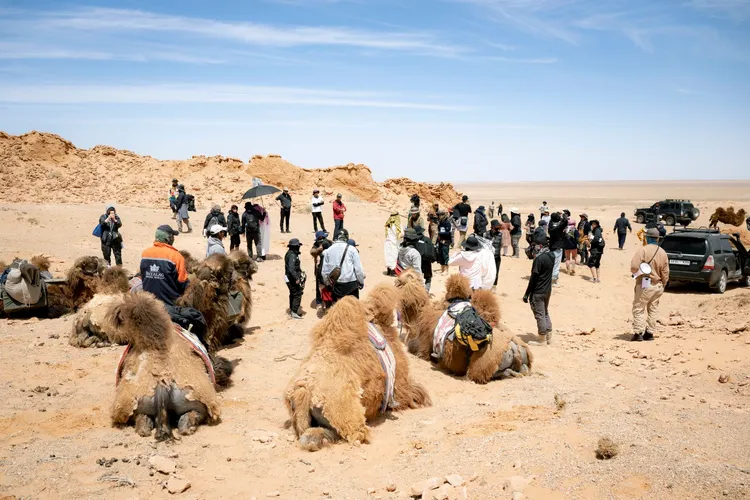 大隊人馬在蒙古沙漠取景。翻攝TBS_VIVANT推特