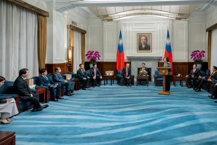 蔡英文致詞歡迎訪團貴賓。總統府提供