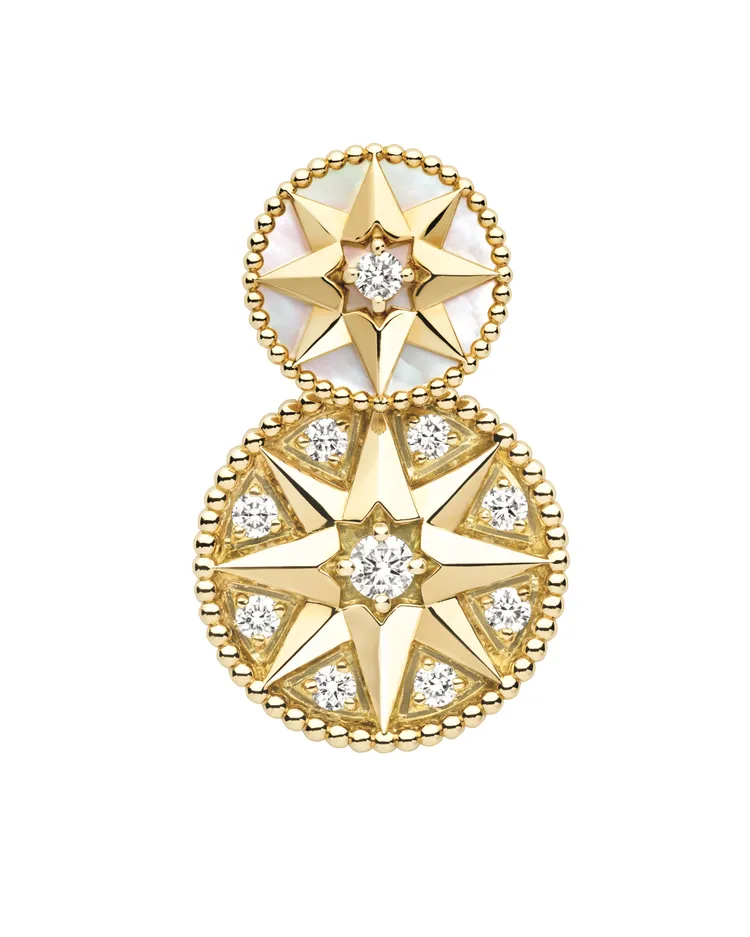 Rose des Vents 18K金珍珠母貝鑽石耳環，40萬5000元。品牌提供