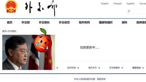 秦剛被「免職」淪中國最短命外長 官網連夜火速除名