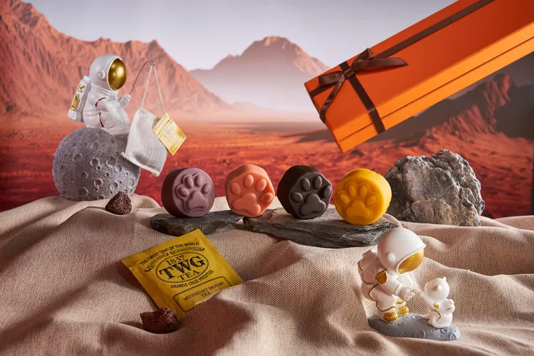 茗月流芯禮盒以茶包搭配禮盒。凱撒飯店提供