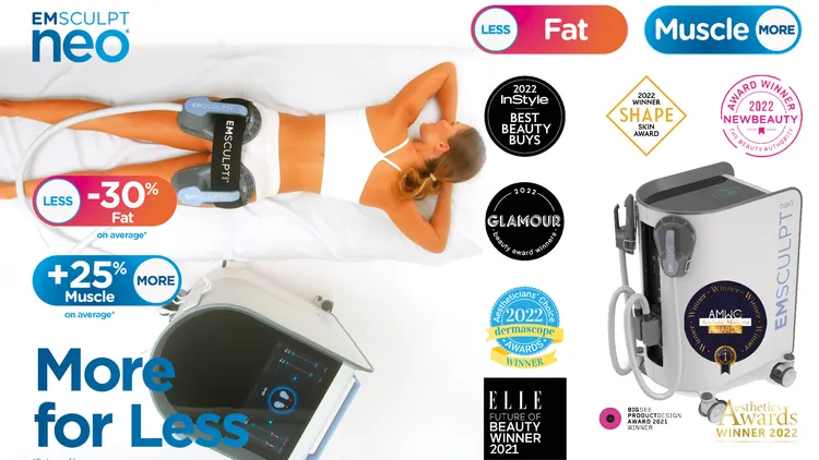 「EMSCULPT NEO熱磁減脂」經過美國FDA與台灣衛福部雙核準。並獲得國內外多項醫美大賞獎。