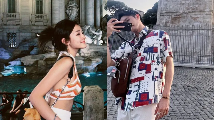 王淨（左）和曹佑寧（右）連穿搭上都有甜蜜小心機，還被眼尖網友發現2人掛在包包上的玩偶吊飾，也疑似是配對的情侶款。翻攝_ginglebellaaa、tsaoyuning IG