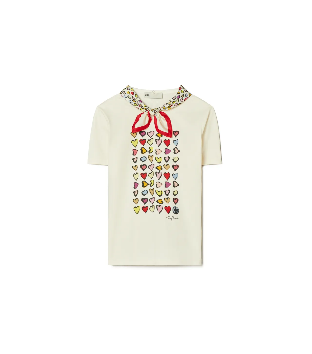 七夕情人節限定系列印花T恤，絲質圍巾可卸除，1萬1900元。品牌提供