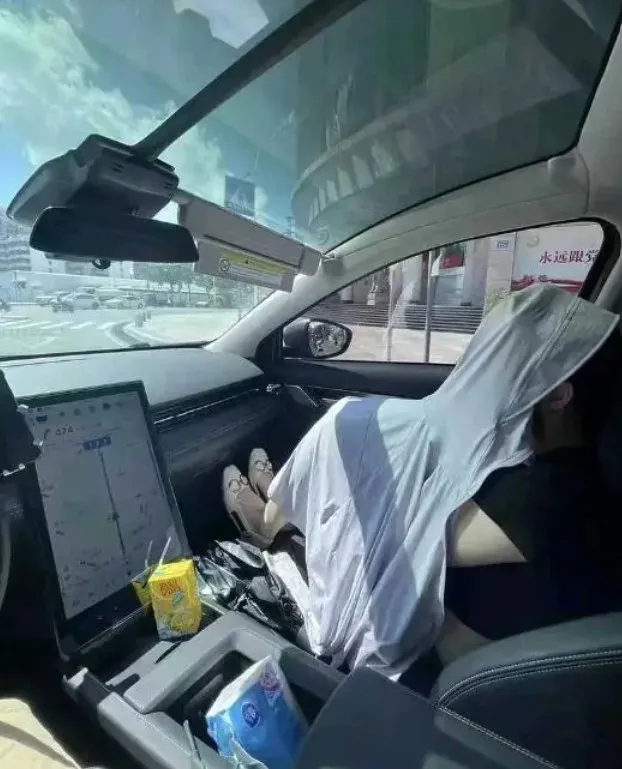 網路上流傳各種在電動車內抵禦日曬的土法。翻攝每日經濟新聞