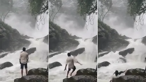 影片|站濕滑岩石拍帥照「墜瀑布溺斃」 23歲男被湍流吞屍找不著