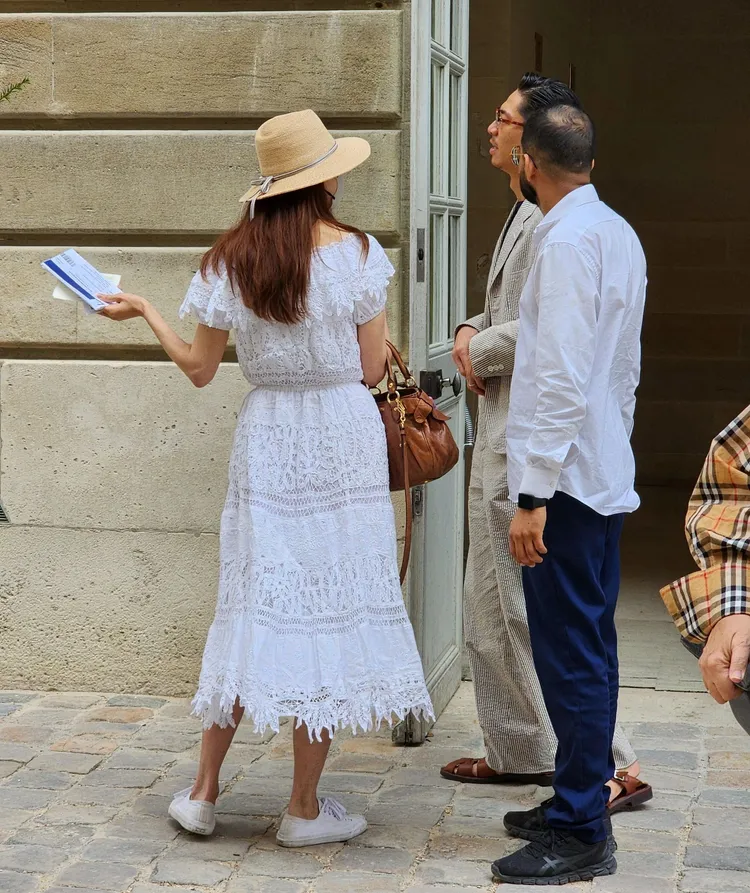 林志玲（左起）和AKIRA把握時間約會。翻攝微博