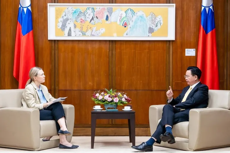 吳釗燮接受瑞典日報記者Moa_Kärnstrand專訪。外交部提供