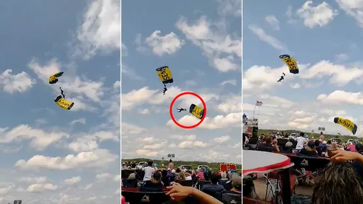 驚悚影片｜傘兵「時速145公里」直線墜地　觀眾航展看秀驚呆