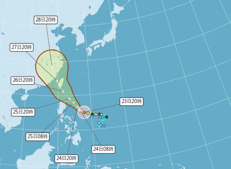 杜蘇芮已升級為中颱。翻攝自中央氣象局網站