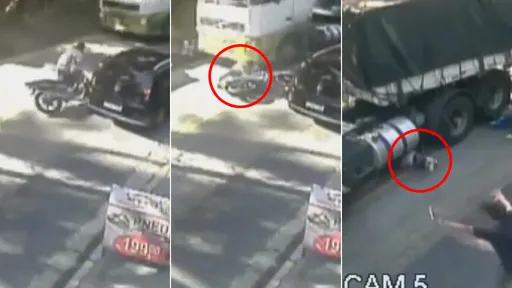 驚悚影片|騎士摔車「捲入卡車底」 8秒後奇蹟自己爬出來