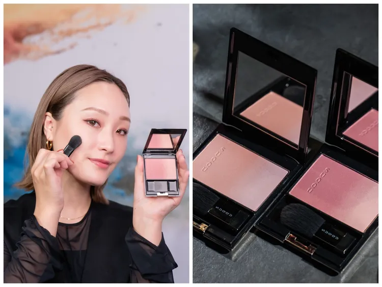 晶采淨妍頰彩，#142（右圖右）、#143（右圖左），左圖彩妝師示範色為#142。品牌提供