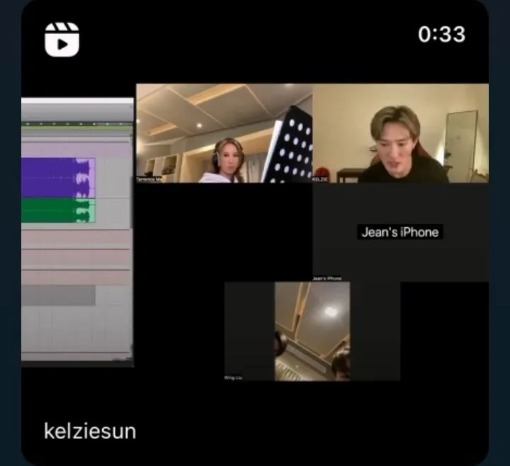 孫僑志今PO出李玟錄製《戰歌》時的模樣。翻攝kelziesun IG