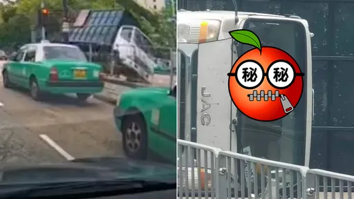 三寶司機急過彎翻車受困　竟因在駕駛室這樣做意外爆紅