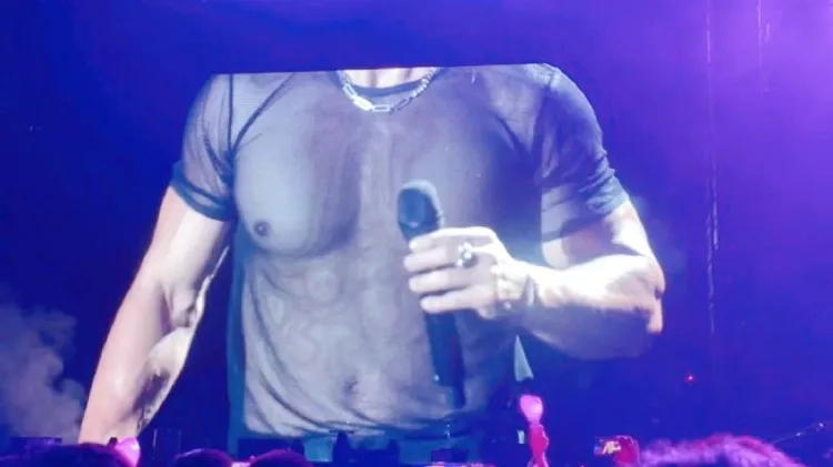 演唱會大螢幕特寫劉畊宏的勇猛身材。翻攝追星蜀黍微博