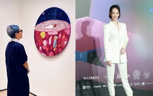 張小燕看孟耿如個展　駐足悲傷作品