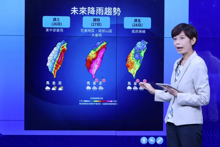 明日東半部將有豪雨，西半部間接性短暫雨。林林攝