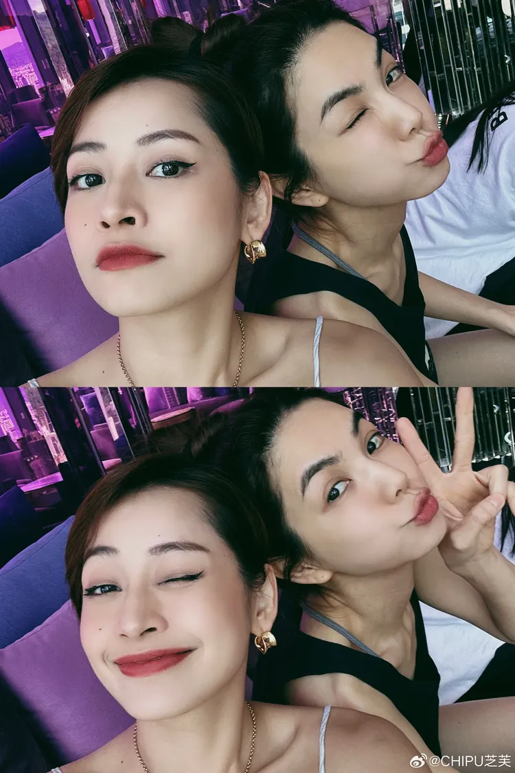 芝芙（左）參加《乘風2023》，一直待在Ella隊，兩人趁她到台灣旅遊時碰面。翻攝芝芙微博