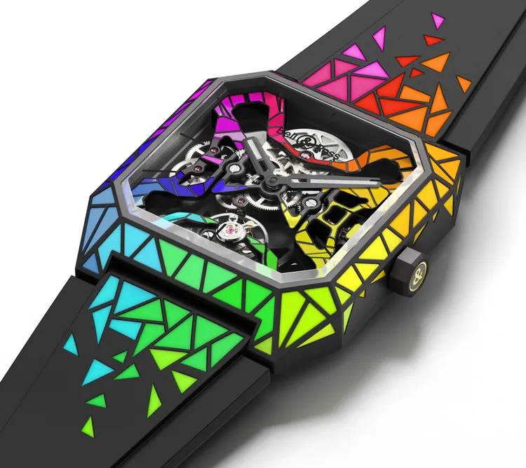 BELL & ROSS BR 03 Cyber Rainbow鈦金屬鏤空自動上鍊腕錶，低估價約4萬5000瑞郎（約157萬元台幣）。品牌提供