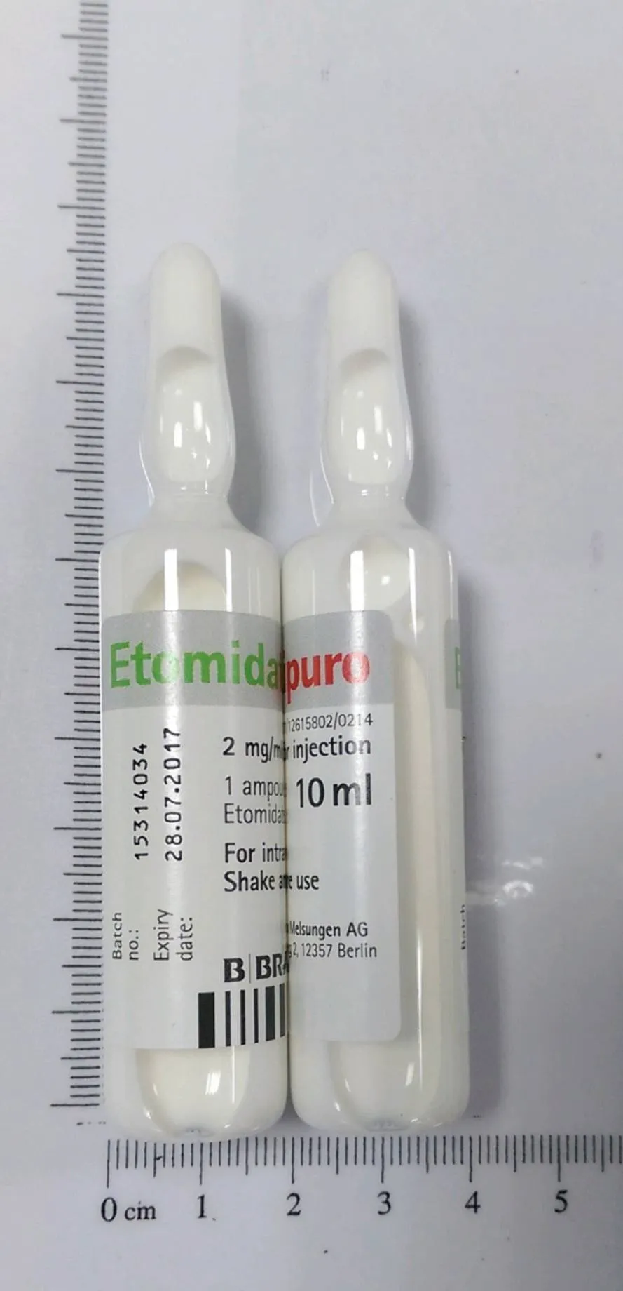 Etomidate注射劑型藥品。食藥署提供