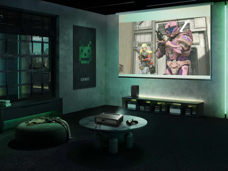 短焦X2-4K LED 投影機則支援 1.2倍光學變焦，方便置於桌上，僅需1.5公尺的距離就能投射出寬達120吋的畫面。廠商提供