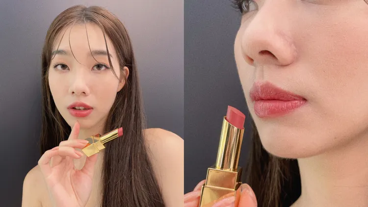Model示範奢華緞面釉感唇膏#1968。張家玲攝