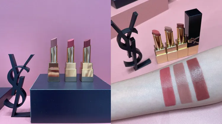 奢華緞面釉感唇膏（左起）#1968、#13、#14，各1550元。張家玲攝