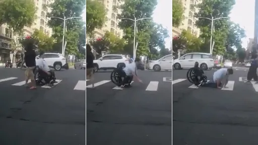 高雄斑馬線「太坑人」　輪椅急停！把身障男甩飛趴馬路