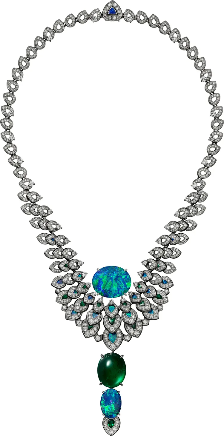 Ocelle蛋白石祖母綠項鍊/胸針，約5700萬元。品牌提供